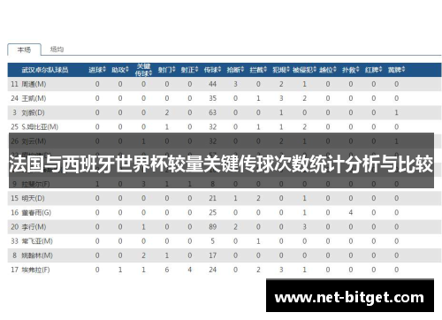 法国与西班牙世界杯较量关键传球次数统计分析与比较